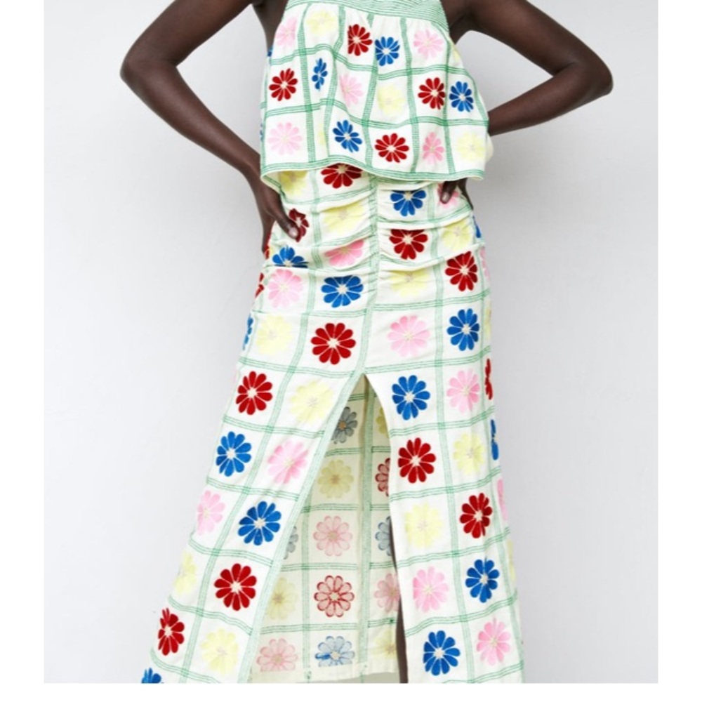 Zara limited edition embroidered midi skirt - Picture 2 of 7